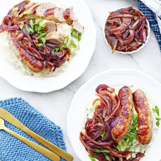Instant Pot Bangers and Mash - Recipe photo by Yay For Food