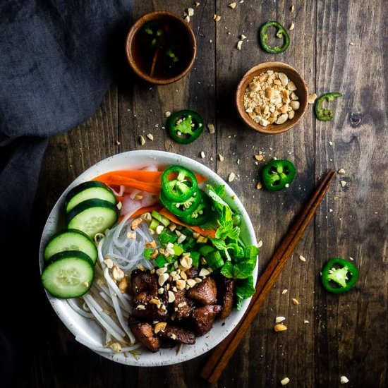 Vietnamese Pork Noodle Bowl - Recipe photo by Went Here 8 This