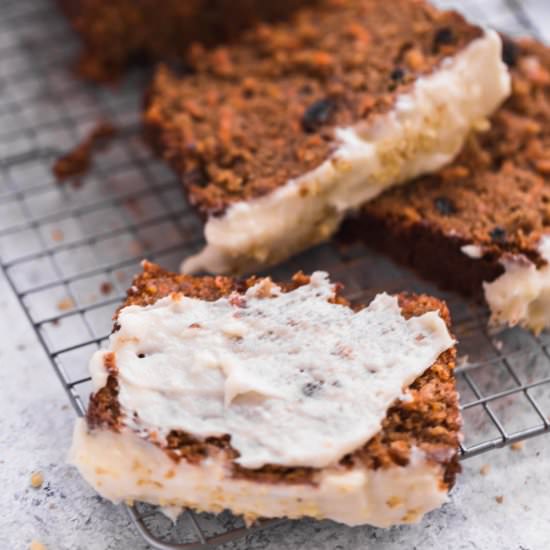 carrot loaf with cream cheese - Recipe photo by wellseasonedstudio