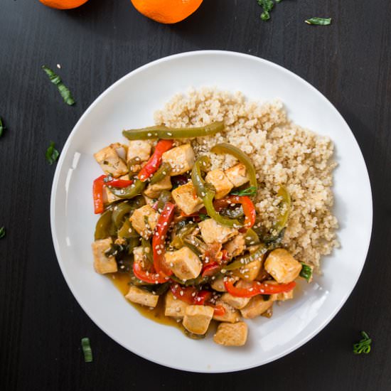 Orange Tofu Stir-Fry with Peppers - Recipe photo by Vegetarian Gastronomy