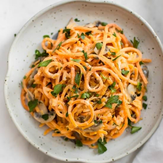 Mushroom Sweet Potato Noodles - Recipe photo by saltandlavender