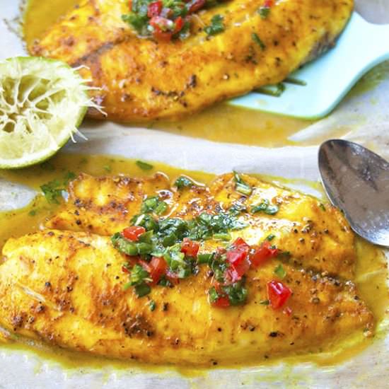 Turmeric Baked Tilapia - Recipe photo by brightrootskitchen