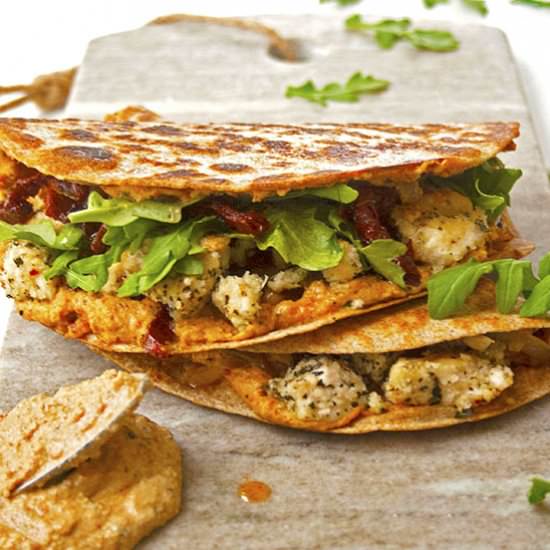 Sun-dried tomato quesadillas - Recipe photo by brightrootskitchen