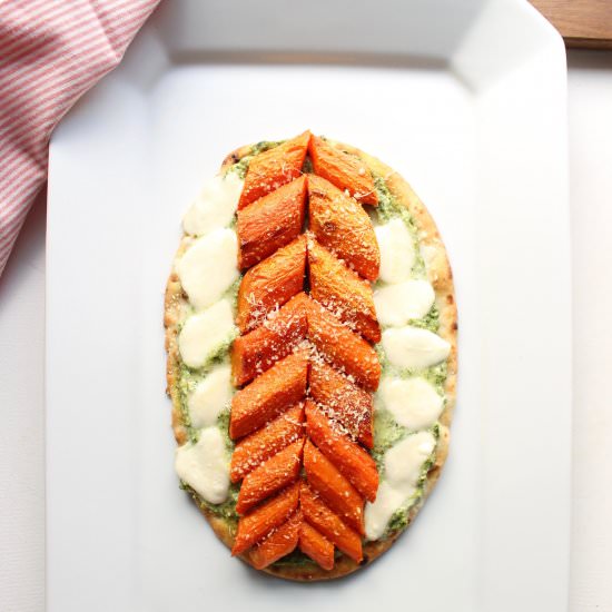 Carrot flatbread pizza - Recipe photo by meandthemoose