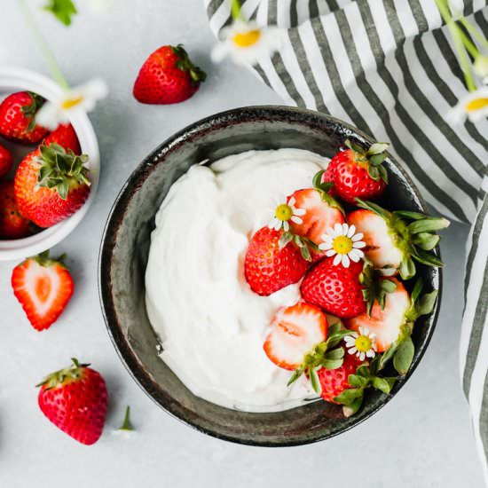 Greek Yogurt Whipped Cream - Recipe photo by Salt and Baker