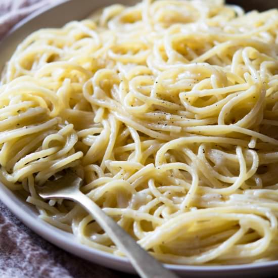 White truffle cacio e pepe - Recipe photo by Inside the rustic kitchen