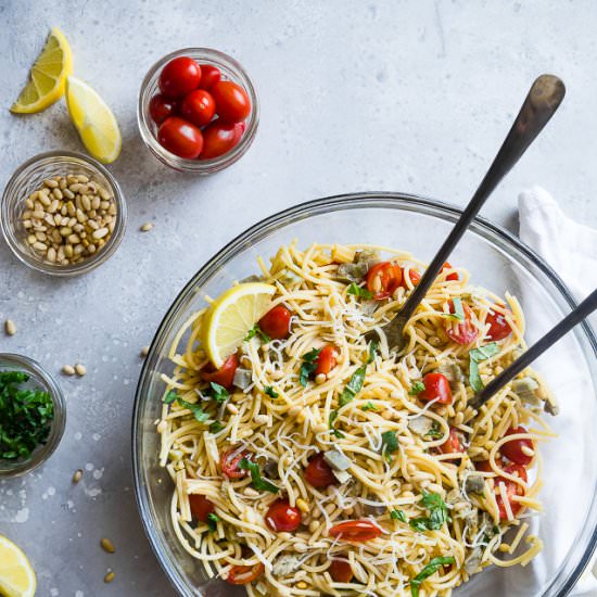 Lemon Artichoke Pasta Salad - Recipe photo by foodfaithfitness