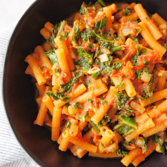 Kale and Tomato Sauce Pasta - Recipe photo by The Greedy Belly