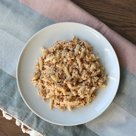 Pasta with Cauliflower Pesto - Recipe photo by adashofzest