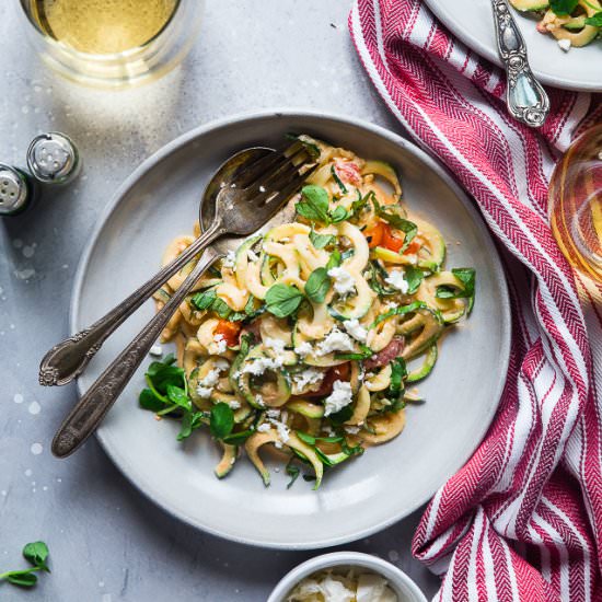 Greek Yogurt Red Pepper Zoodles - Recipe photo by foodfaithfitness