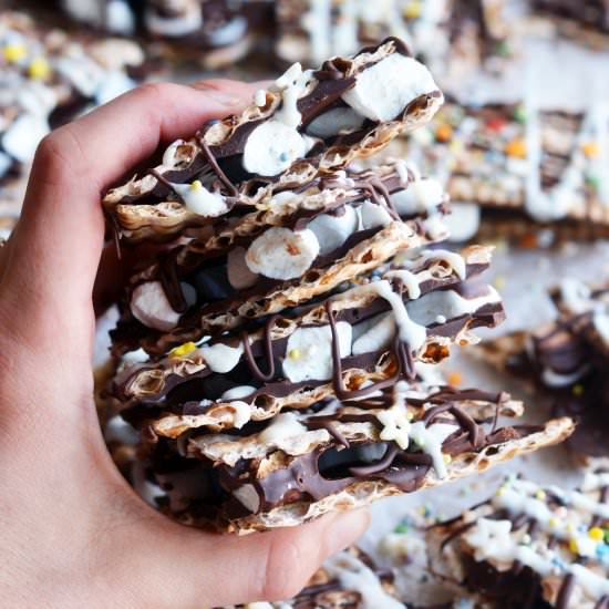 Chocolate Matzah Marshmallow Bars - Recipe photo by The Colorful Kitchen