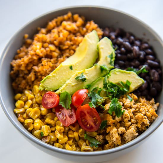 Turkey Taco Bowls Cauliflower Rice - Recipe photo by loveyourbodywell