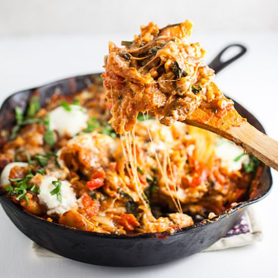 Cheesy Skillet Vegetable Lasagna - Recipe photo by therusticfoodie