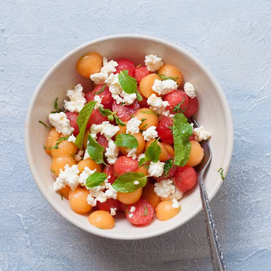 Watermelon and MuskMelon Salad with - Recipe photo by foodcow