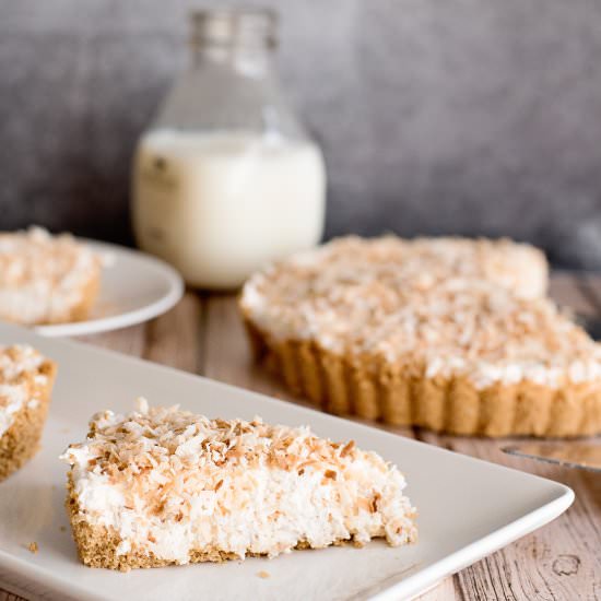 Toasted Coconut Cheesecake Tart - Recipe photo by Lydi Out Loud
