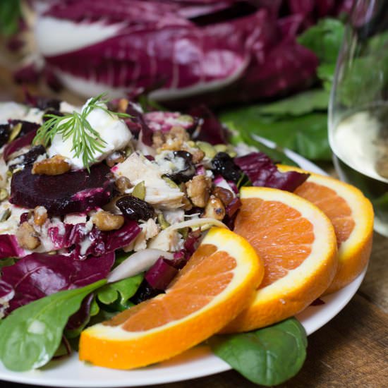 Chicken and Roasted Beet Salad - Recipe photo by Gourmetdoneskinny