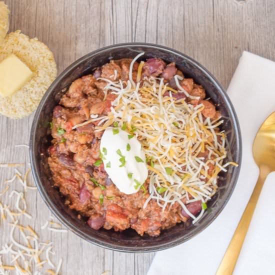 Slow Cooker 3 Bean Chili (GF) - Recipe photo by hotpankitchen