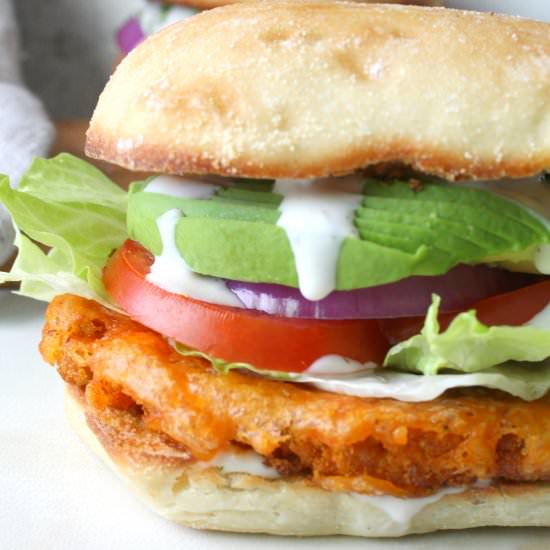 Vegan Buffalo Cauliflower Sandwich - Recipe photo by This Savory Vegan