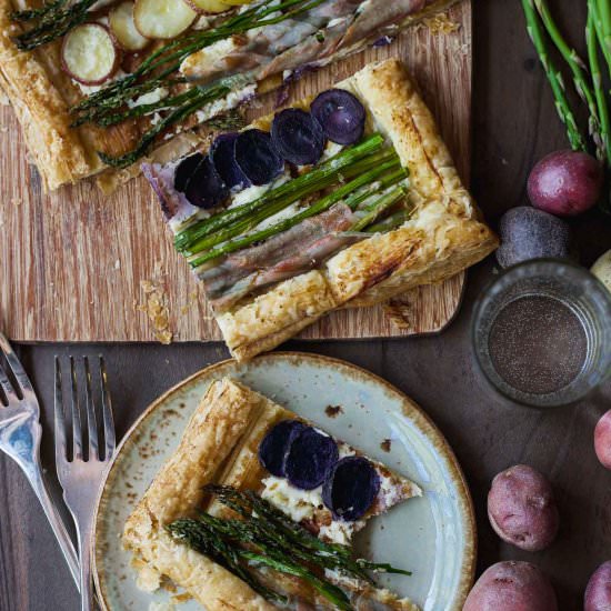 Asparagus Potato Puffy Pastry Tart - Recipe photo by lemonsandanchovies