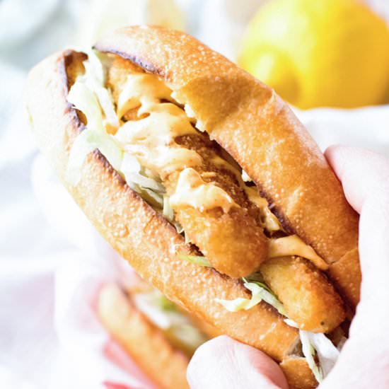 Fish Stick Po’ Boy Sandwich - Recipe photo by julieseatsandtreats