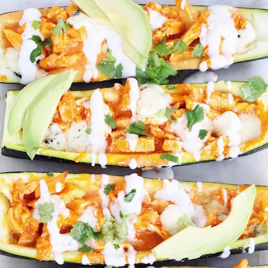 Buffalo Chicken Zucchini Boats - Recipe photo by dashofmandi