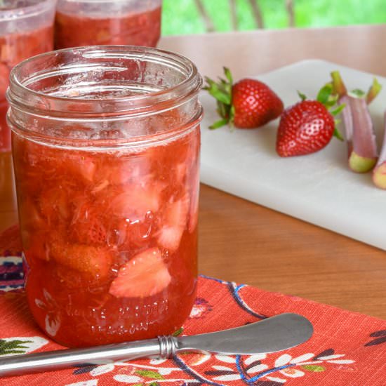 Strawberry Rhubarb Freezer Jam - Recipe photo by For the Love of Cooking