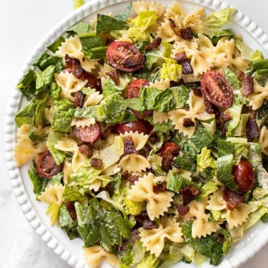 BLT Bowtie Pasta Salad - Recipe photo by saltandlavender