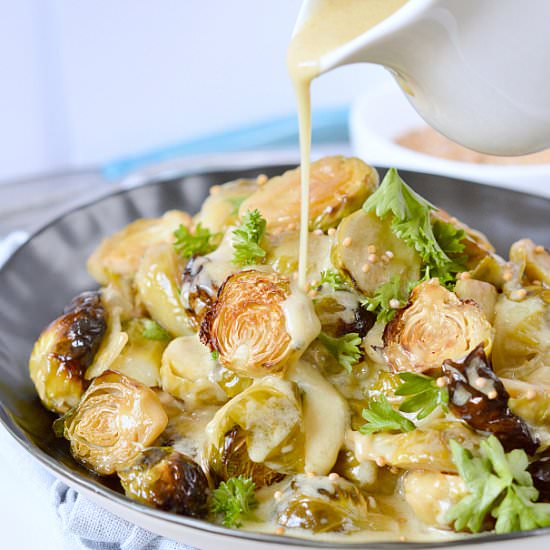 Brussels Sprouts with mustard sauce - Recipe photo by sweetashoneynz