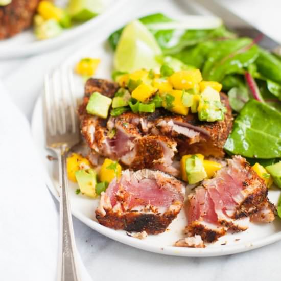 Grilled Blackened Tuna Steaks - Recipe photo by wholefully