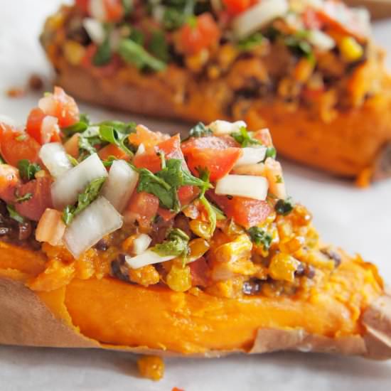 Tex Mex Stuffed Sweet Potatoes - Recipe photo by The Greedy Belly