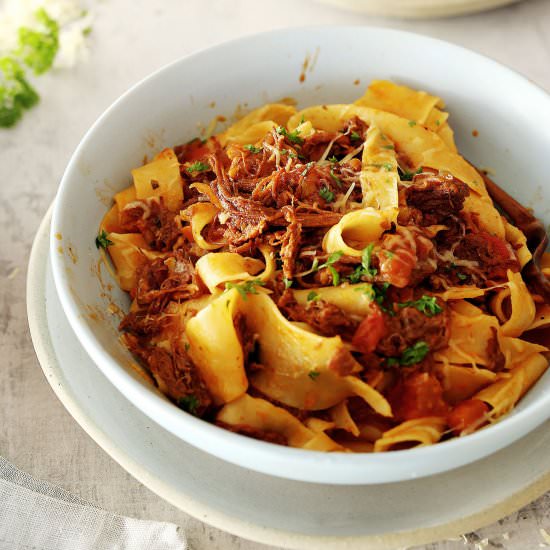 Pappardelle with Leftover Beef Ragu - Recipe photo by kidseatbyshanai