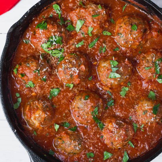 Mozzarella Stuffed Turkey Meatballs - Recipe photo by heartandstove