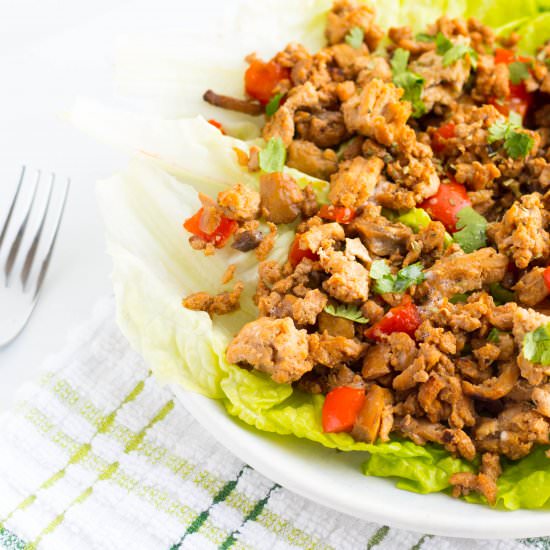 Asian Ground Turkey Lettuce Wraps - Recipe photo by No Plate Like Home