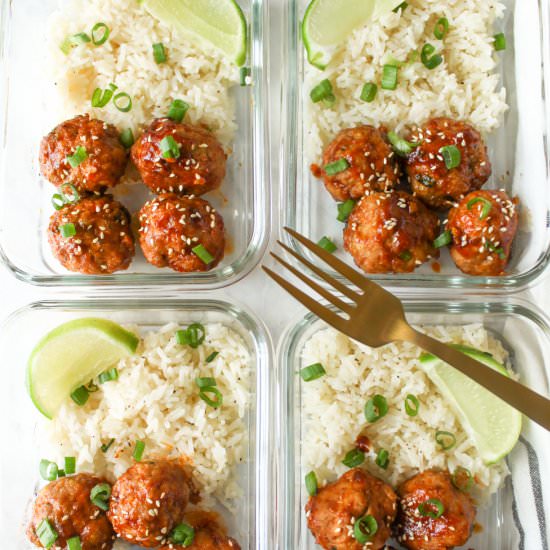 Meal Prep Honey Sriracha Meatballs - Recipe photo by thedelightfulbite