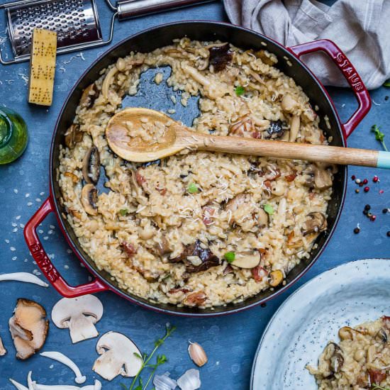 Creamy Bacon And Mushroom Risotto - Recipe photo by Blondelish.com