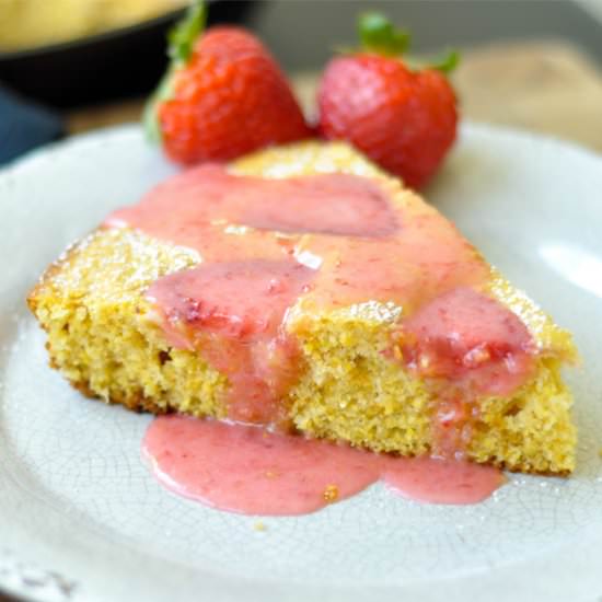 Strawberry Cornmeal Skillet Cake - Recipe photo by Thesweetandsourbaker