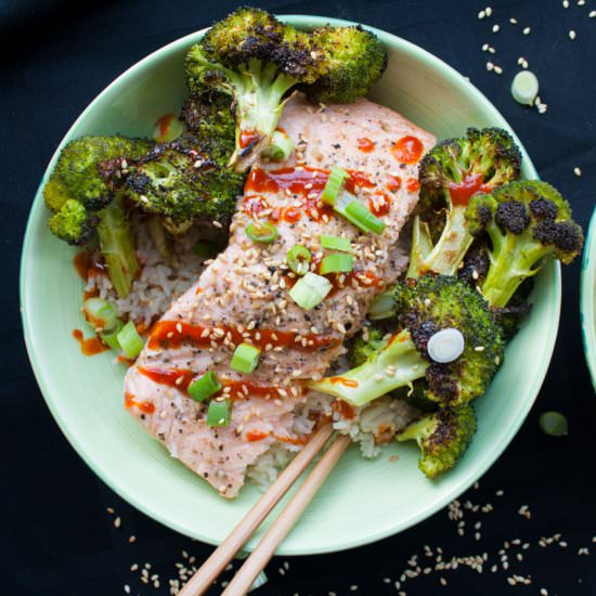 Steamed Salmon & Veggie Rice Bowls - Recipe photo by CraftandProcess