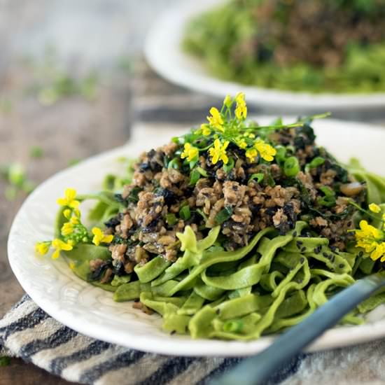 Water Spinach & Pork Chestnut Ragu - Recipe photo by Belly Rumbles