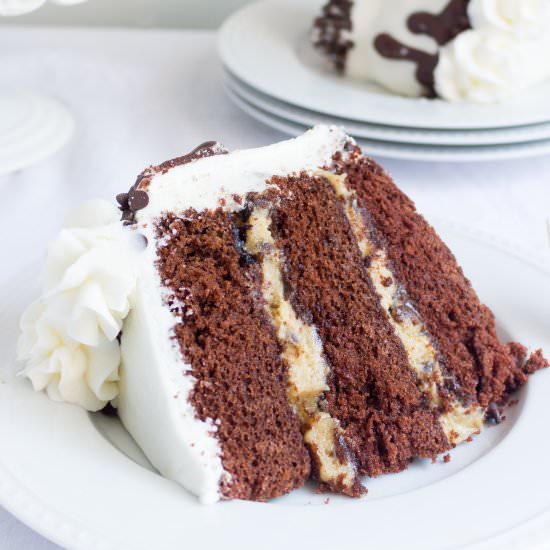 Chocolate Cookie Dough Cake - Recipe photo by asliceofsweet