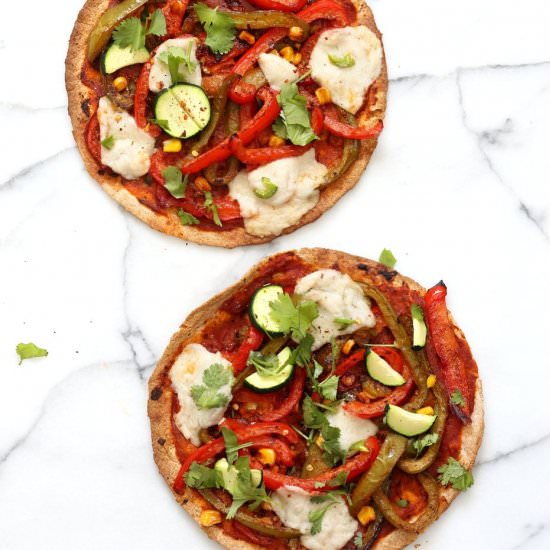 Vegetable Fajitas Tortilla Pizza - Recipe photo by richa
