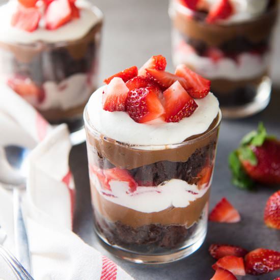 Strawberry Chocolate Brownie Trifle - Recipe photo by The Flavor Bender