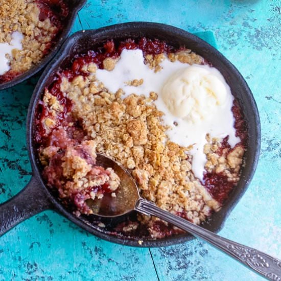 Strawberry-Rhubarb Crumble for Two - Recipe photo by Grabaplate
