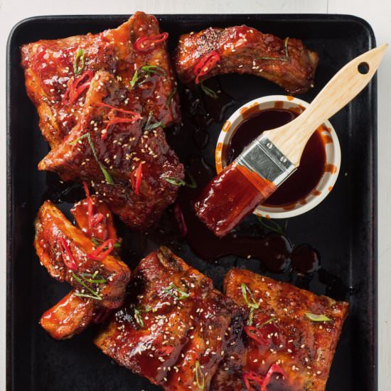 sticky korean pork ribs - Recipe photo by glebekitchen