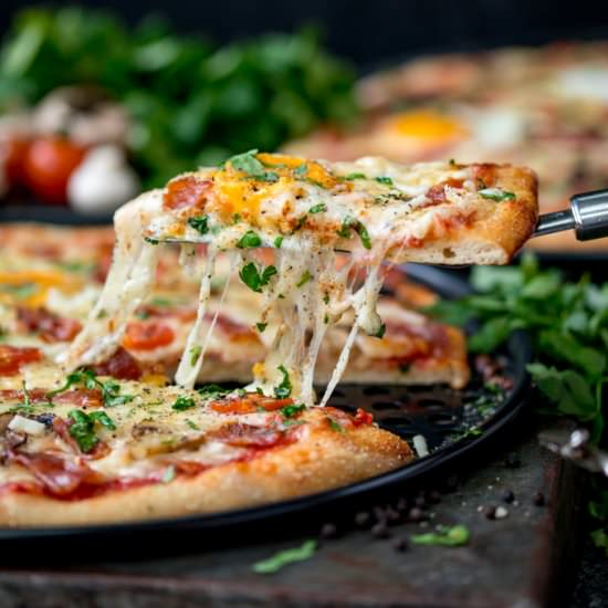 Breakfast Pizza with Eggs - Recipe photo by KitchenSanctuary