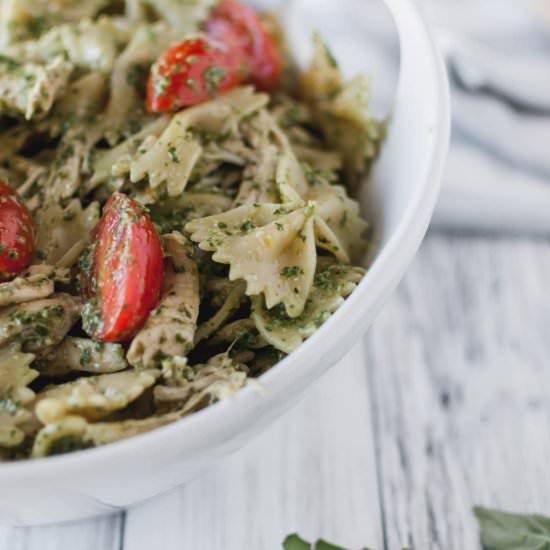 Lemony Mint Pesto Pasta Salad - Recipe photo by megseverydayindulgence