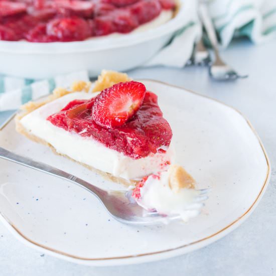 Strawberry Rhubarb Cheesecake Pie - Recipe photo by theitsybitsykitchen