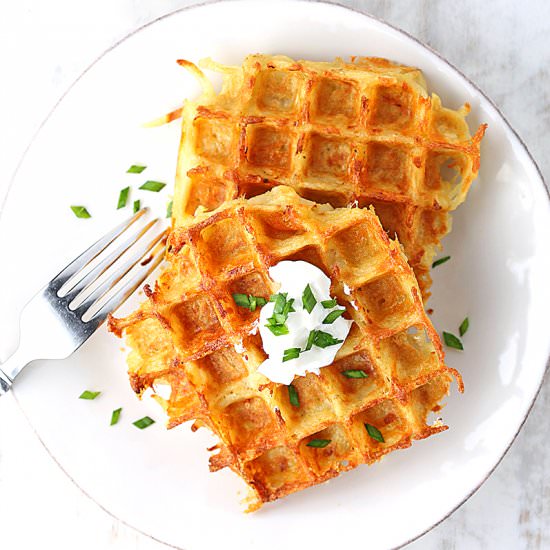 Potato & Cheddar Waffles - Recipe photo by RaisinandFig