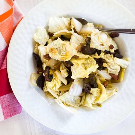 Chinese Cabbage, Bacon & Mushrooms - Recipe photo by iwilkerson