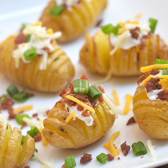 Mini Loaded Hasselback Potatoes - Recipe photo by onionringsandthings