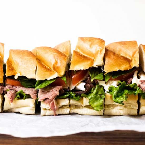 Caprese Roast Beef Sandwiches - Recipe photo by Girl Gone Gourmet